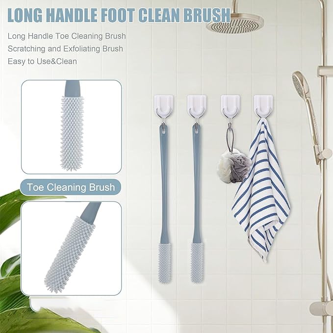 🔥(2PCS/ SET) Long Handled Silicone Toe Crevice Cleaning Brush & Exfoliating Brush