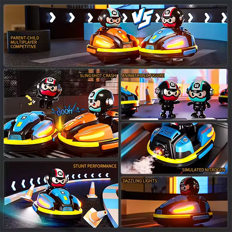 Dual Battle Bumper Car Set with Spray Smoke | Racing, Drifting & Battle Action for Kids | Mobile Screen-Free Family Fun!