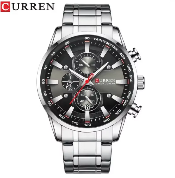 CURREN 8351 Luxury Chronograph Watch for Men  Premium Stainless Steel • Waterproof