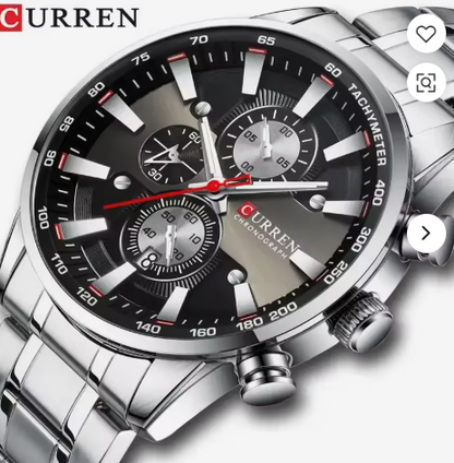 CURREN 8351 Luxury Chronograph Watch for Men  Premium Stainless Steel • Waterproof