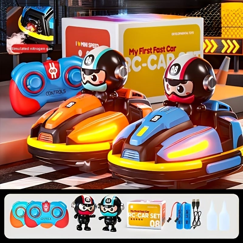Dual Battle Bumper Car Set with Spray Smoke | Racing, Drifting & Battle Action for Kids | Mobile Screen-Free Family Fun!