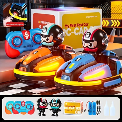 Dual Battle Bumper Car Set with Spray Smoke | Racing, Drifting & Battle Action for Kids | Mobile Screen-Free Family Fun!
